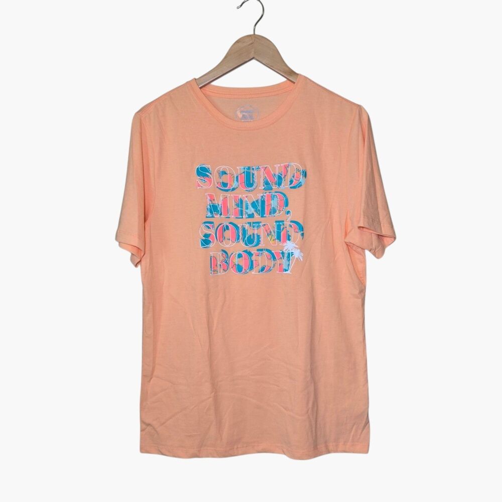 ASICS Sound Mind Sound Body Graphic T Shirt Medium Orange Peach Casual Unisex